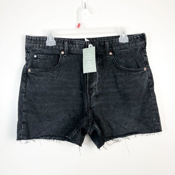 NWT H&M Black High Rise Denim Shorts 10 - Picture 1 of 11